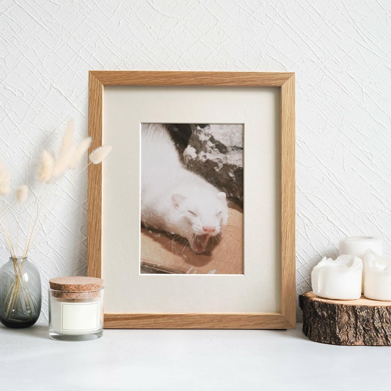 wallwisy 8.5x11 Picture Frame  Solid Oak Wood 8.5 by 11 Picture Frame with Mat to 6x8(Openning Size is 5.5x7.5)  11x8.5 Natural Oak Frames for Wall and Tabletop Display  Set of 1 - Image 2